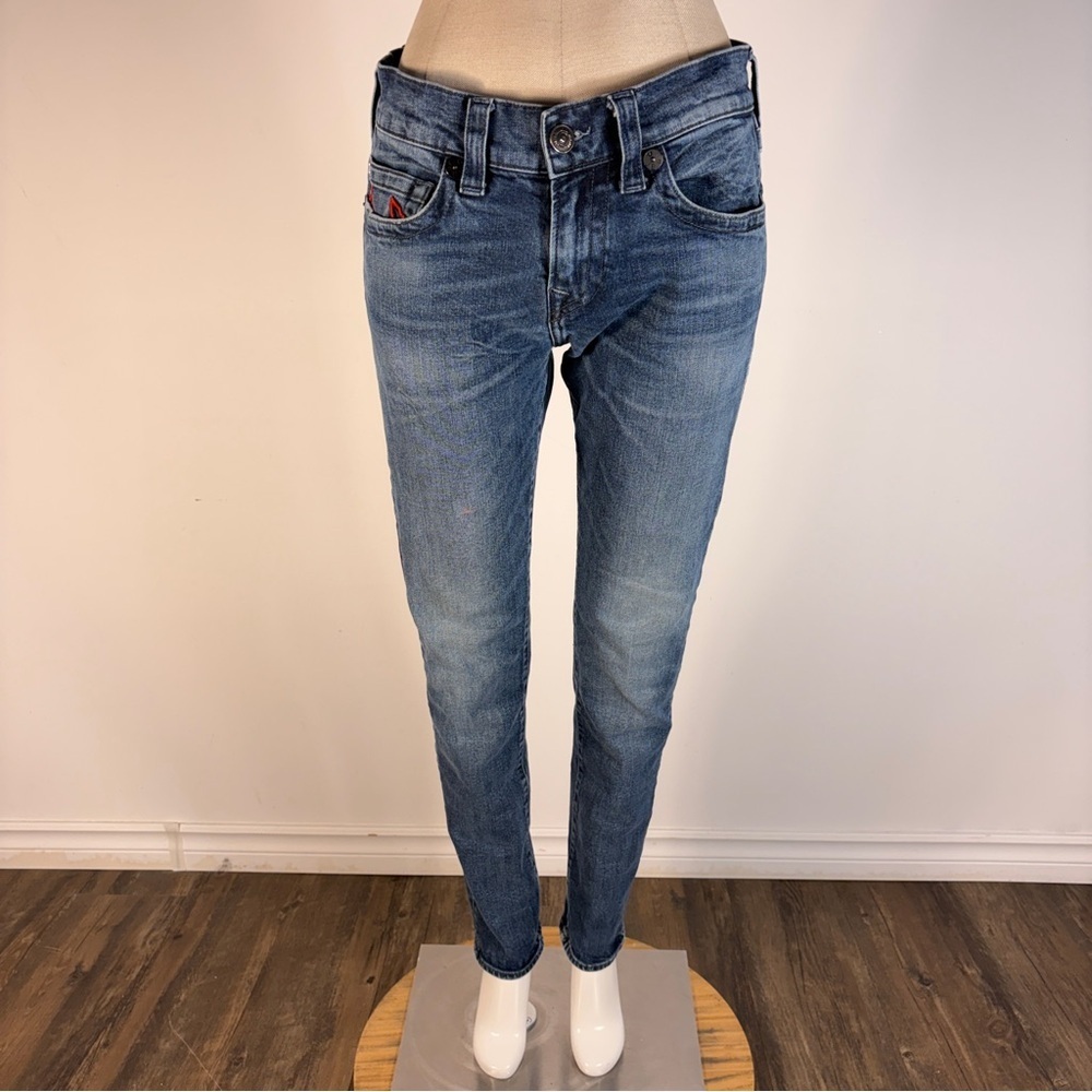 ❤️ Rare True Religion Manchester United Collab Jeans Red Thick Stitch Y2K 30